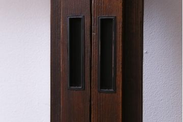 当店オリジナルガラス　変わり花菱　デザインガラスを使用したレトロな雰囲気のガラス戸2枚セット(建具、引き戸)