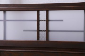 当店オリジナルガラス　変わり花菱　デザインガラスを使用したレトロな雰囲気のガラス戸2枚セット(建具、引き戸)