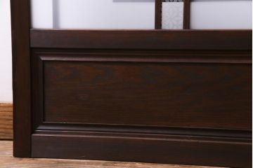 当店オリジナルガラス　変わり花菱　デザインガラスを使用したレトロな雰囲気のガラス戸2枚セット(建具、引き戸)