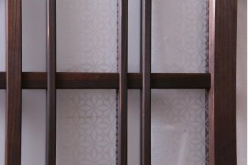 当店オリジナルガラス　変わり花菱　デザインガラスを使用したレトロな雰囲気のガラス戸2枚セット(建具、引き戸)