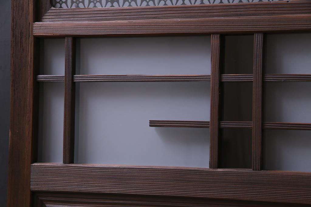 当店オリジナルガラス　変わり花菱　デザインガラスを使用したレトロな雰囲気のガラス戸2枚セット(建具、引き戸)(1)