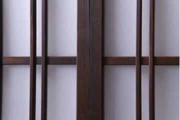 当店オリジナルガラス　変わり花菱　デザインガラスを使用したレトロな雰囲気のガラス戸2枚セット(建具、引き戸)(1)