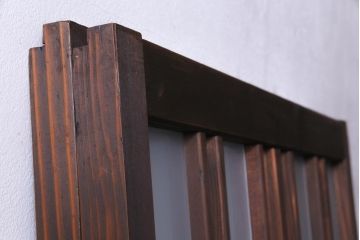 当店オリジナルガラス　変わり花菱　デザインガラスを使用したレトロな雰囲気のガラス戸2枚セット(建具、引き戸)(1)