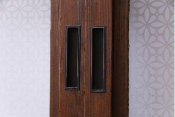 当店オリジナルガラス　変わり花菱　デザインガラスを使用したレトロな雰囲気のガラス戸2枚セット(建具、引き戸)(1)