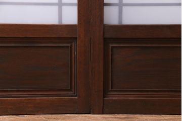 当店オリジナルガラス　変わり花菱　デザインガラスを使用したレトロな雰囲気のガラス戸2枚セット(建具、引き戸)(1)