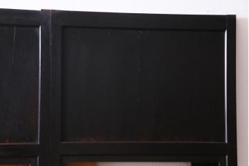 和製アンティーク　色ガラス・デザインガラス入り　ノスタルジックな雰囲気がお洒落な板戸2枚セット(建具、引き戸)