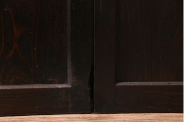 和製アンティーク　色ガラス・デザインガラス入り　ノスタルジックな雰囲気がお洒落な板戸2枚セット(建具、引き戸)