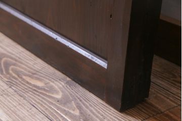 和製アンティーク　色ガラス・デザインガラス入り　ノスタルジックな雰囲気がお洒落な板戸2枚セット(建具、引き戸)