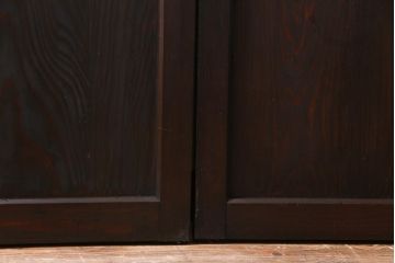 和製アンティーク　色ガラス・デザインガラス入り　ノスタルジックな雰囲気がお洒落な板戸2枚セット(建具、引き戸)