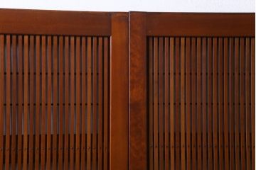 昭和中期　極上品　腰板ケヤキ材　趣と品のある佇まいが魅力の格子戸4枚セット(引き戸、建具)