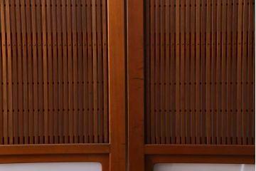 昭和中期　極上品　腰板ケヤキ材　趣と品のある佇まいが魅力の格子戸4枚セット(引き戸、建具)