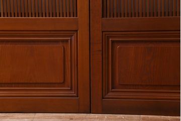 昭和中期　極上品　腰板ケヤキ材　趣と品のある佇まいが魅力の格子戸4枚セット(引き戸、建具)