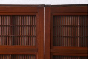 昭和中期　極上品　腰板ケヤキ材　趣と品のある佇まいが魅力の格子戸4枚セット(引き戸、建具)