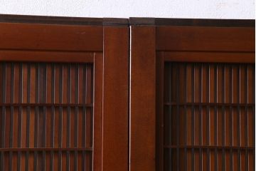 昭和中期　極上品　腰板ケヤキ材　趣と品のある佇まいが魅力の格子戸4枚セット(引き戸、建具)