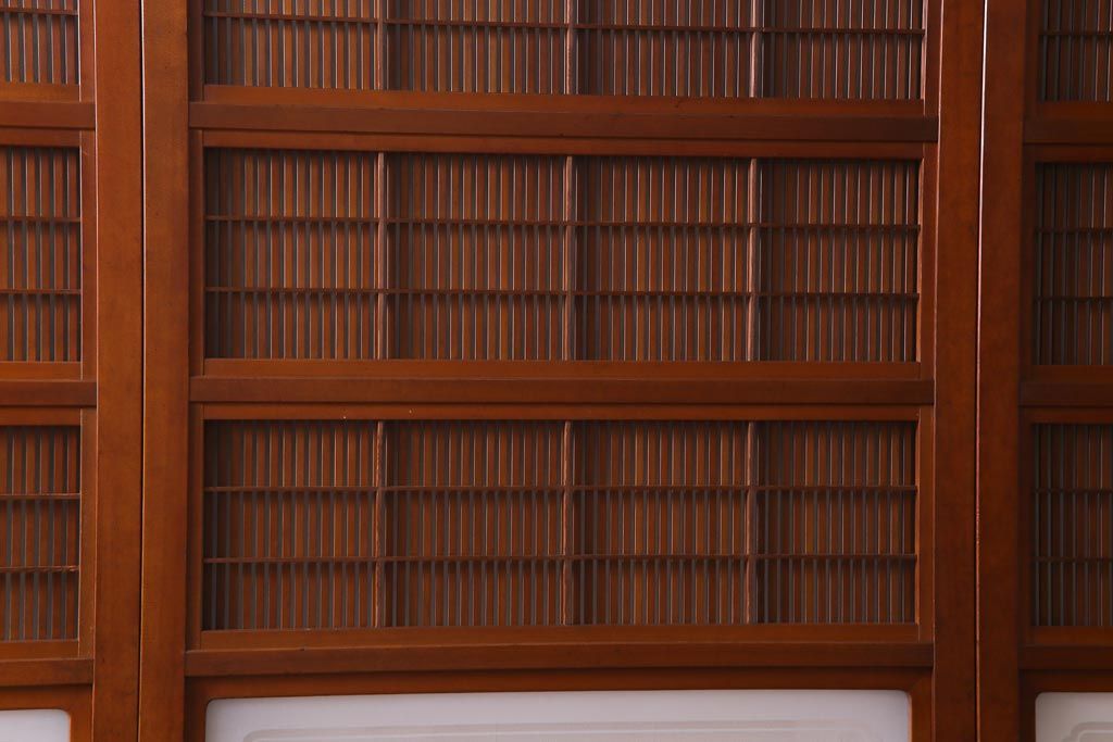 昭和中期　極上品　腰板ケヤキ材　趣と品のある佇まいが魅力の格子戸4枚セット(引き戸、建具)