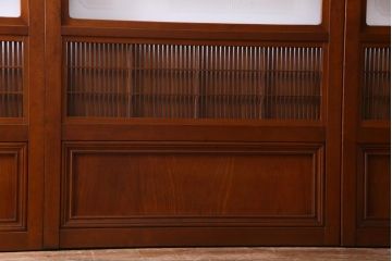 昭和中期　極上品　腰板ケヤキ材　趣と品のある佇まいが魅力の格子戸4枚セット(引き戸、建具)