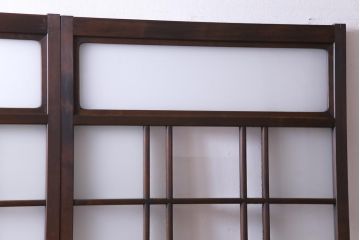 和製アンティーク　ダイヤガラス・すりガラス入り　レトロな雰囲気漂うガラス戸2枚セット(建具、引き戸)