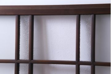 和製アンティーク　ダイヤガラス・すりガラス入り　レトロな雰囲気漂うガラス戸2枚セット(建具、引き戸)