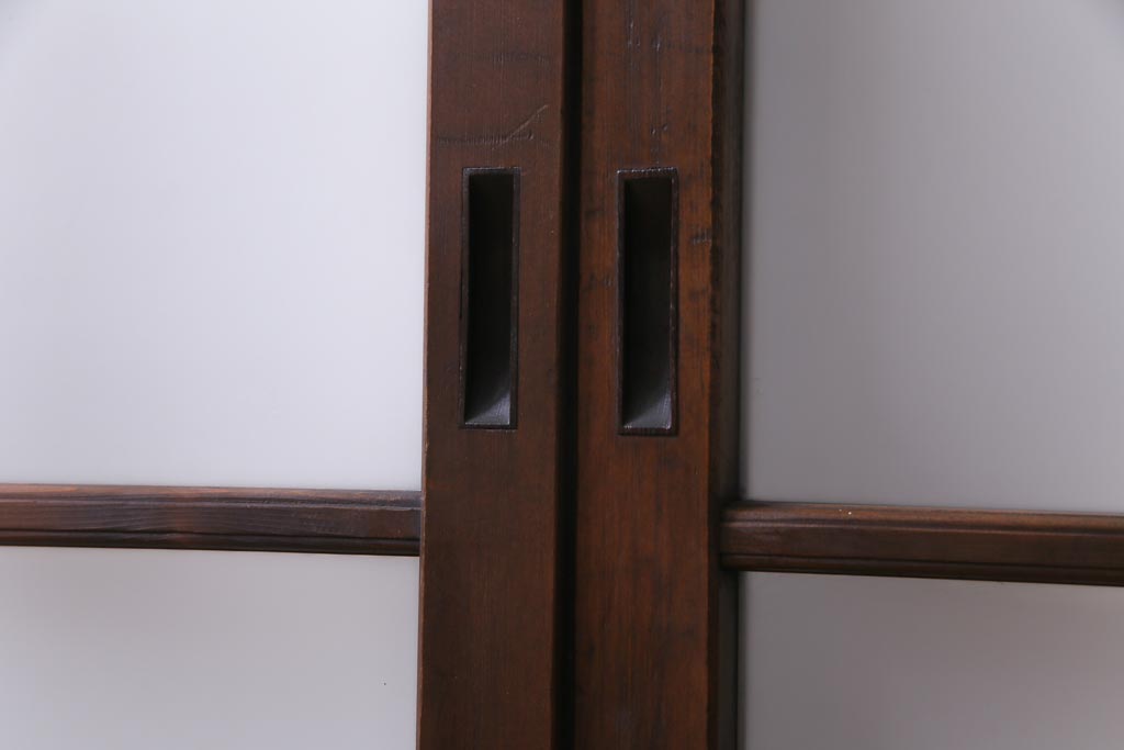 和製アンティーク　ダイヤガラス・すりガラス入り　レトロな雰囲気漂うガラス戸2枚セット(建具、引き戸)