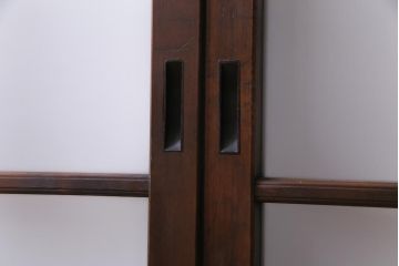 和製アンティーク　ダイヤガラス・すりガラス入り　レトロな雰囲気漂うガラス戸2枚セット(建具、引き戸)