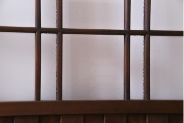 和製アンティーク　ダイヤガラス・すりガラス入り　レトロな雰囲気漂うガラス戸2枚セット(建具、引き戸)