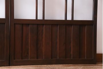 和製アンティーク　ダイヤガラス・すりガラス入り　レトロな雰囲気漂うガラス戸2枚セット(建具、引き戸)