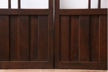 和製アンティーク　ダイヤガラス・すりガラス入り　レトロな雰囲気漂うガラス戸2枚セット(建具、引き戸)