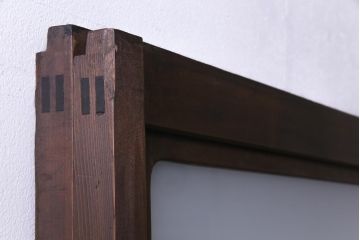 和製アンティーク　ダイヤガラス・すりガラス入り　レトロな雰囲気漂うガラス戸2枚セット(建具、引き戸)