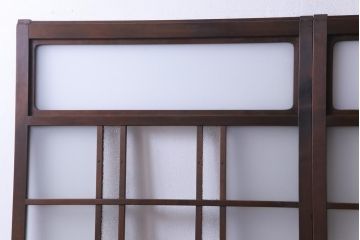 和製アンティーク　ダイヤガラス・すりガラス入り　レトロな雰囲気漂うガラス戸2枚セット(建具、引き戸)