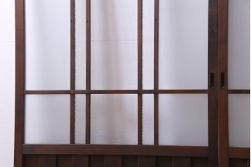 和製アンティーク　ダイヤガラス・すりガラス入り　レトロな雰囲気漂うガラス戸2枚セット(建具、引き戸)