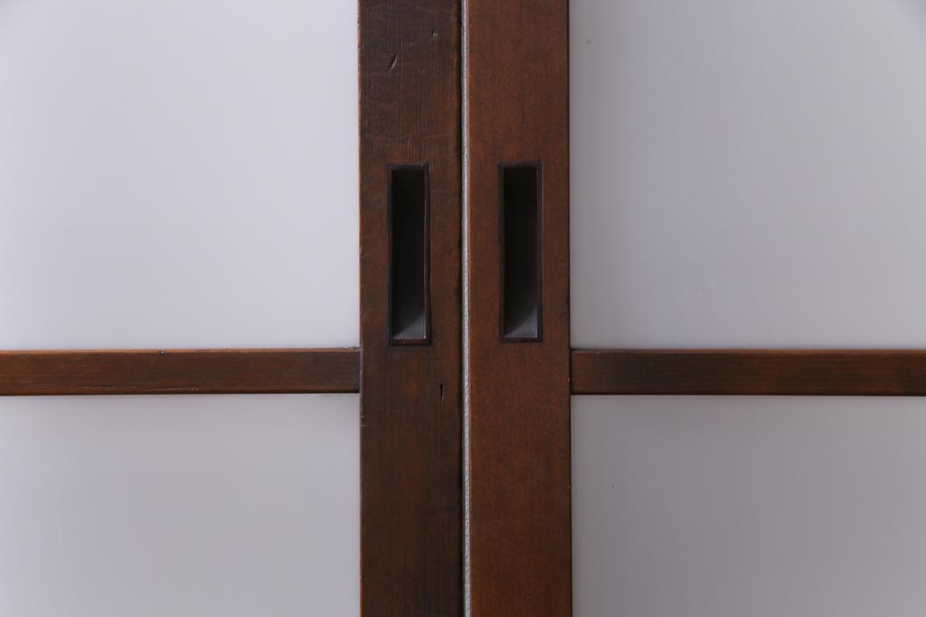 和製アンティーク　ダイヤガラス・すりガラス入り　レトロな雰囲気漂うガラス戸2枚セット(建具、引き戸)