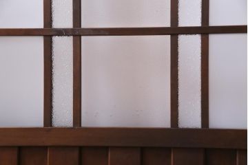和製アンティーク　ダイヤガラス・すりガラス入り　レトロな雰囲気漂うガラス戸2枚セット(建具、引き戸)
