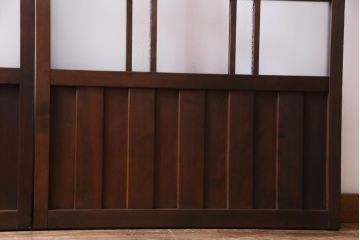 和製アンティーク　ダイヤガラス・すりガラス入り　レトロな雰囲気漂うガラス戸2枚セット(建具、引き戸)