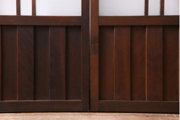 和製アンティーク　ダイヤガラス・すりガラス入り　レトロな雰囲気漂うガラス戸2枚セット(建具、引き戸)