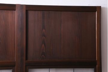 和製アンティーク　結霜ガラス入り　淡い色ガラスが優しげな雰囲気醸し出す板戸2枚セット(建具、引き戸)