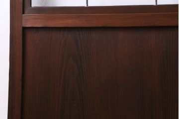 和製アンティーク　結霜ガラス入り　淡い色ガラスが優しげな雰囲気醸し出す板戸2枚セット(建具、引き戸)