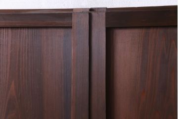 和製アンティーク　結霜ガラス入り　淡い色ガラスが優しげな雰囲気醸し出す板戸2枚セット(建具、引き戸)