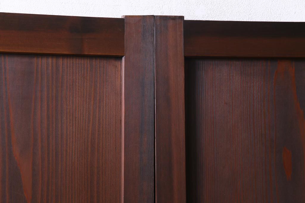 和製アンティーク　結霜ガラス入り　淡い色ガラスが優しげな雰囲気醸し出す板戸2枚セット(建具、引き戸)(1)