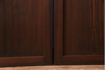 和製アンティーク　結霜ガラス入り　淡い色ガラスが優しげな雰囲気醸し出す板戸2枚セット(建具、引き戸)(1)