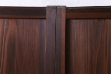 和製アンティーク　結霜ガラス入り　淡い色ガラスが優しげな雰囲気醸し出す板戸2枚セット(建具、引き戸)(1)