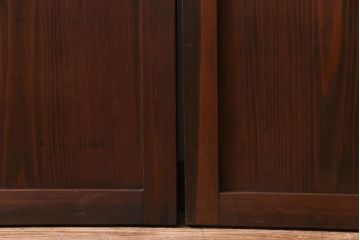 和製アンティーク　結霜ガラス入り　淡い色ガラスが優しげな雰囲気醸し出す板戸2枚セット(建具、引き戸)(1)