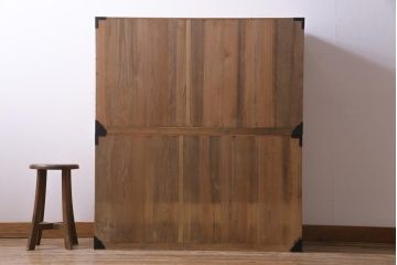 アンティーク家具　和製アンティーク　前面桐材　富士・鷹・茄子　縁起の良いモチーフが魅力的な二本松箪笥(重ね箪笥、衣装箪笥、桐箪笥、桐たんす)