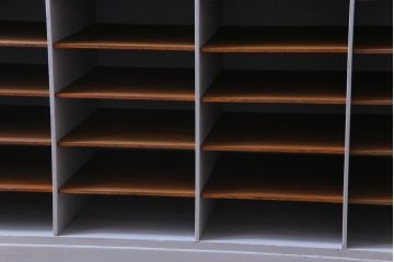 ペイント家具　淡いカラーがお洒落なオープンラック(書類棚)