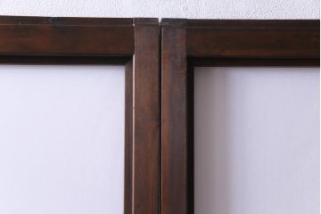 昭和中期　和の風情あふれる佇まいが魅力の摺り上げ雪見障子戸2枚セット(引き戸、擦り上げ障子戸、擦上障子戸、建具)