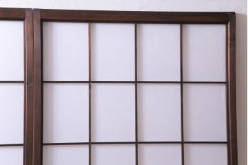 昭和中期　和の風情あふれる佇まいが魅力の摺り上げ雪見障子戸2枚セット(引き戸、擦り上げ障子戸、擦上障子戸、建具)
