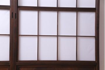 昭和中期　和の風情あふれる佇まいが魅力の摺り上げ雪見障子戸2枚セット(引き戸、擦り上げ障子戸、擦上障子戸、建具)