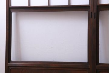 昭和中期　和の風情あふれる佇まいが魅力の摺り上げ雪見障子戸2枚セット(引き戸、擦り上げ障子戸、擦上障子戸、建具)