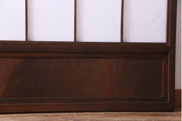 昭和中期　和の風情あふれる佇まいが魅力の摺り上げ雪見障子戸2枚セット(引き戸、擦り上げ障子戸、擦上障子戸、建具)
