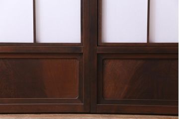 昭和中期　和の風情あふれる佇まいが魅力の摺り上げ雪見障子戸2枚セット(引き戸、擦り上げ障子戸、擦上障子戸、建具)