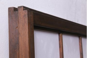昭和中期　和の風情あふれる佇まいが魅力の摺り上げ雪見障子戸2枚セット(引き戸、擦り上げ障子戸、擦上障子戸、建具)